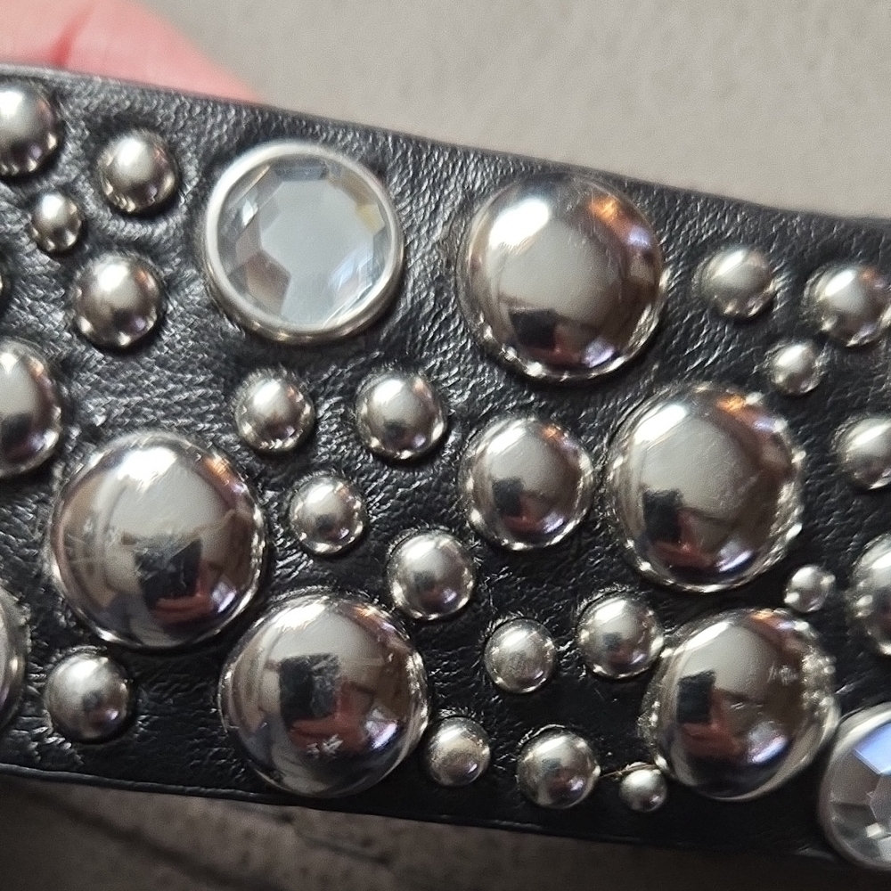 White House Black Market Studded Black Belt - Picture 4 of 4